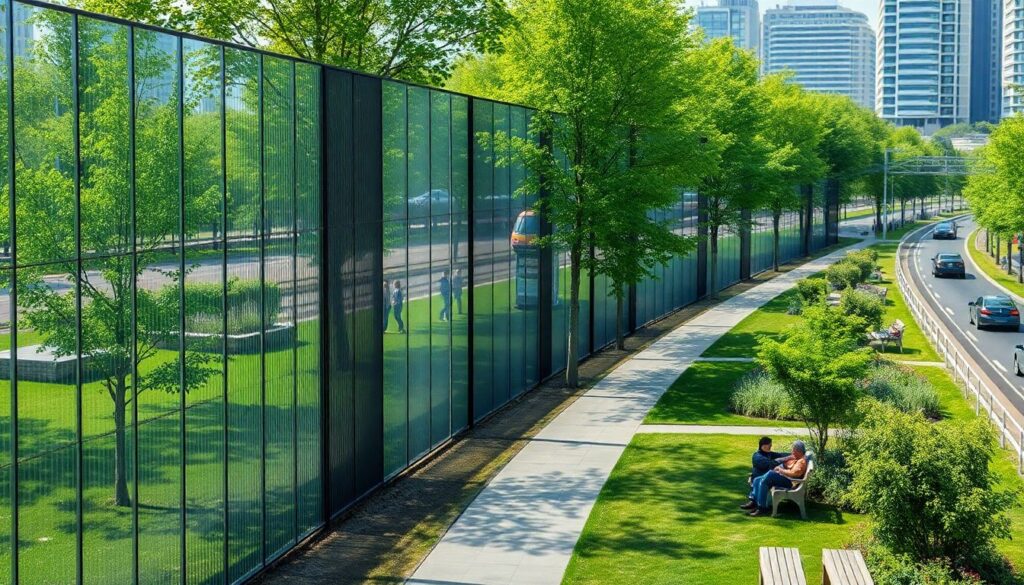 Управление шумом в городском парке и на площади - иллюстрация