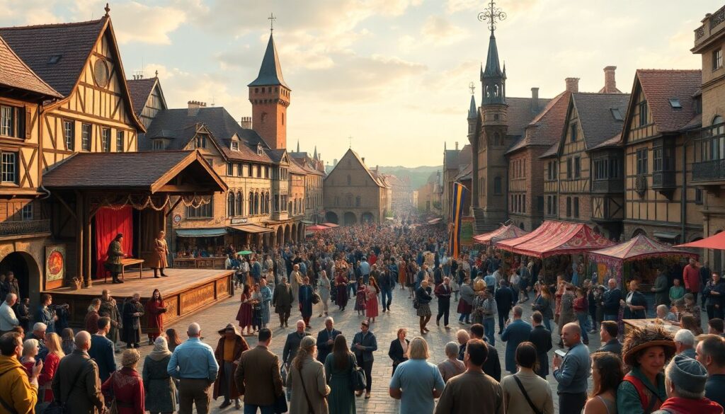 Городские представления и уличные фестивали - иллюстрация