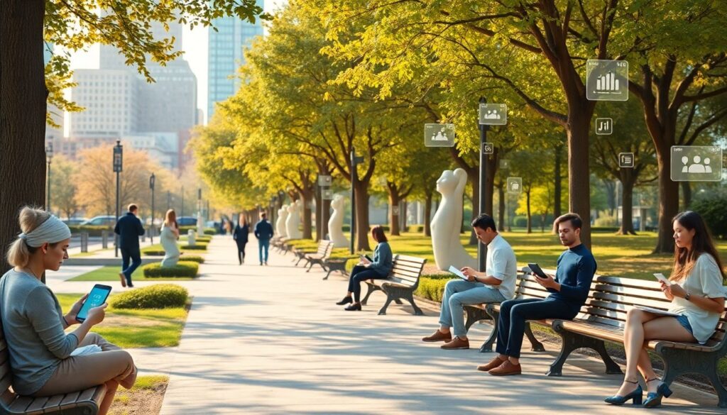 Майндфулнесс и медиа в городских парках - иллюстрация